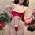 Sexy christmas red velvet lace bodysuit for women, holiday sleepwear & costume outfit with santa clauses