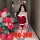 Sexy christmas bunny girl costume set - red corset top & mini skirt for role play & cosplay