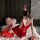 Sexy christmas-themed dress with deep v-neck, backless design, perfect for new year eve and holiday celebrations.