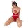 Sexy red open-crotch bodysuit costume with heart design, perfect for christmas cosplay and holiday role play outfits.