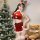 Christmas-themed lingerie set featuring a halter backless velvet crop top with faux fur trim and a slim-fit pencil skirt, per...