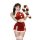 Christmas-themed lingerie set featuring a festive crop top with faux fur trim and a slim-fit pencil skirt, perfect for holida...