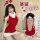 Sexy christmas velvet dress with festive knit sweater top