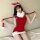 Sexy christmas velvet dress with festive reindeer headband and plush trim, perfect holiday party attire