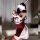 Elegant christmas-themed velvet lingerie set featuring a cute bunny design, perfect for cosplay or festive sleepwear. include...