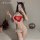 Sexy christmas-themed velvet lingerie set with reindeer antlers, perfect for new years eve and holiday parties.