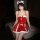 Sexy red christmas-themed velvet nightgown with bunny ears, perfect for holiday parties and role play.