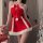 Sexy red christmas velvet sleep dress with festive bow and pom-pom detail, perfect for new years eve role play and party cost...