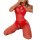 Sexy red mesh bodysuit featuring cross-back design and open-crotch style, perfect for festive occasions.