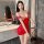 Sexy womens rhinestone sheer bodycon mini dress featuring deep v-neck and cut-out details, perfect for festive occasions.