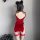Sexy red lace backless robe with cat ears, perfect for intimate apparel and sleepwear. classic chinese design.