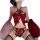 Classical chinese doudou lingerie set featuring embroidered lace bodice with tassels and sheer mesh wrap design.