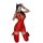 Sexy red patent leather bodysuit with sheer mesh mini skirt, cat ears headband, thigh-high boots, perfect for nightclub and p...