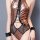 Leopard print halter bodysuit with lace-up front design, backless style, perfect for cosplay or evening wear.