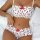 Cute bear sexy lingerie set - strawberry sheer two-piece outfit for couples, featuring floral design with red bows, perfect f...