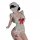 Cute bow backless maid apron set with cheeky cutout, featuring lace trim and red ribbon details for a playful lingerie look.