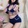 Cute bunny girl costume set - sexy rabbit officer role play outfit with split short shorts lingerie, featuring a navy blue an...