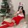 Cute bunny girl costume featuring a sexy red bodycon mini dress, complete with a straw hat and bow accessory, perfect for fes...