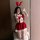 Cute bunny lingerie dress - sexy backless christmas costume & new year sleepwear outfit featuring red bunny ears, fluffy whit...