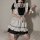 Cute japanese maid cosplay dress featuring a charming lolita design with ruffled sleeves and skirt, perfect for anime enthusi...