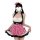 Cute kitty cat maid costume set featuring a playful maid outfit with a red checkered skirt, white top, and cat ears headband.