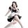 Cute maid cosplay dress featuring black and white colors, lace details, and a playful design perfect for japanese lolita styl...