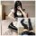 Cute maid costume dress with cat ears - plus size lolita cosplay outfit for women, featuring a charming black and white desig...