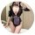 Sexy maid costume set with transparent lace lingerie, purple apron & choker for role play cosplay fun.