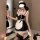 Cute maid costume set featuring a black and white outfit with lace details, perfect for cosplay. includes underwire push-up b...