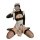 Woman in cute maid costume with black and white lingerie, holding a teddy bear, showcasing flirty french maid style outfit.