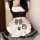 Cute maid dress featuring black and white checkered patterns, adorable paw prints, perfect for cosplay and anime outfits.