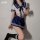 Cute student-style lingerie set featuring a sailor top with a bow tie and a short navy skirt, perfect for plus-size women see...