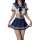 Cute student-style bikini set featuring a sailor top with a tie-front design and a pleated skirt, perfect for plus-size women...