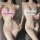Pink and white daddy letter print anime lingerie sets featuring busty one-piece designs, perfect for belly sleepwear and cosp...