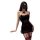 Dark romance lace mesh cheongsam set with sheer rose-embellished halter corset and high-waisted thong bodysuit.
