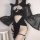 Dark witch lace sleeve cheongsam set - seductive halloween costume & cosplay lingerie outfit featuring sheer lace sleeves and...