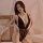 Elegant black deep v lace open-crotch sexy lingerie set, perfect for seductive sleepwear and no-remove bodysuit.