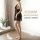 Woman wearing luxury deep v lace sheer sleep dress, showcasing seductive and flirty design with elegant draping and delicate ...