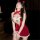 Sexy doll love new year bodysuit featuring sheer split design, deer-themed slip dress with adjustable straps and festive red ...