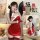 Sexy holiday costume for women, nightclub & bedroom outfit featuring domiela lace cheongsam lingerie set with red dress and g...