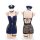 Domila dominatrix style zip-up officer costume set - sexy adult role play uniform for women featuring navy blue lace bodice w...