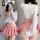 Sexy domila lingerie set featuring cute schoolgirl jk sweater with sheer mesh design for women.