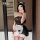 Sexy maid costume set - sheer mesh bustier dress, cute cosplay uniform for women