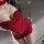 Sexy red sequined sheer lace outfit with heart wand, perfect for festive celebrations and new years eve parties.