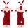 Sexy red glitter bunny costume with fluffy ears and tail, perfect for christmas and nye parties.