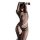 Woman wearing domoila sheer leopard bodysuit with irregular mesh, backless lace-up design, and sensual lingerie style.