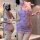 Seductive purple cheongsam lingerie set featuring intricate lace details, perfect bodycon design for women seeking elegant sl...