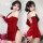 Vintage velvet red dress with off-shoulder design, perfect for women seeking pure seductive allure. ideal for festive occasio...