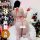Sexy red double-ear bunny costume with festive decorations, perfect for christmas and new year celebrations.