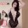 Double-elle plus size sexy lace bodysuit - seductive open-crotch sheer mesh sleepwear for women, featuring intricate lace des...